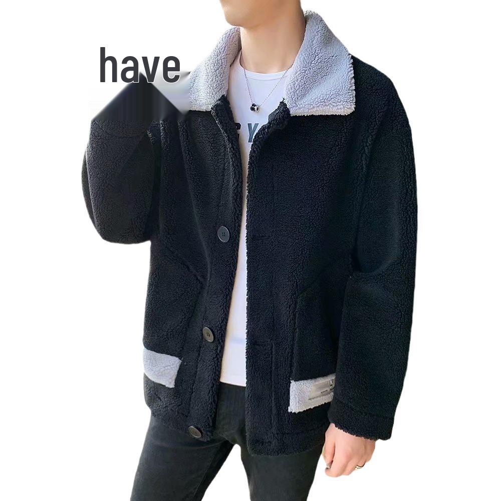 Мужская модная зимняя шерстяная куртка с лацканами, толстый теплый полар-флис и хлопковое пальто для подростков.