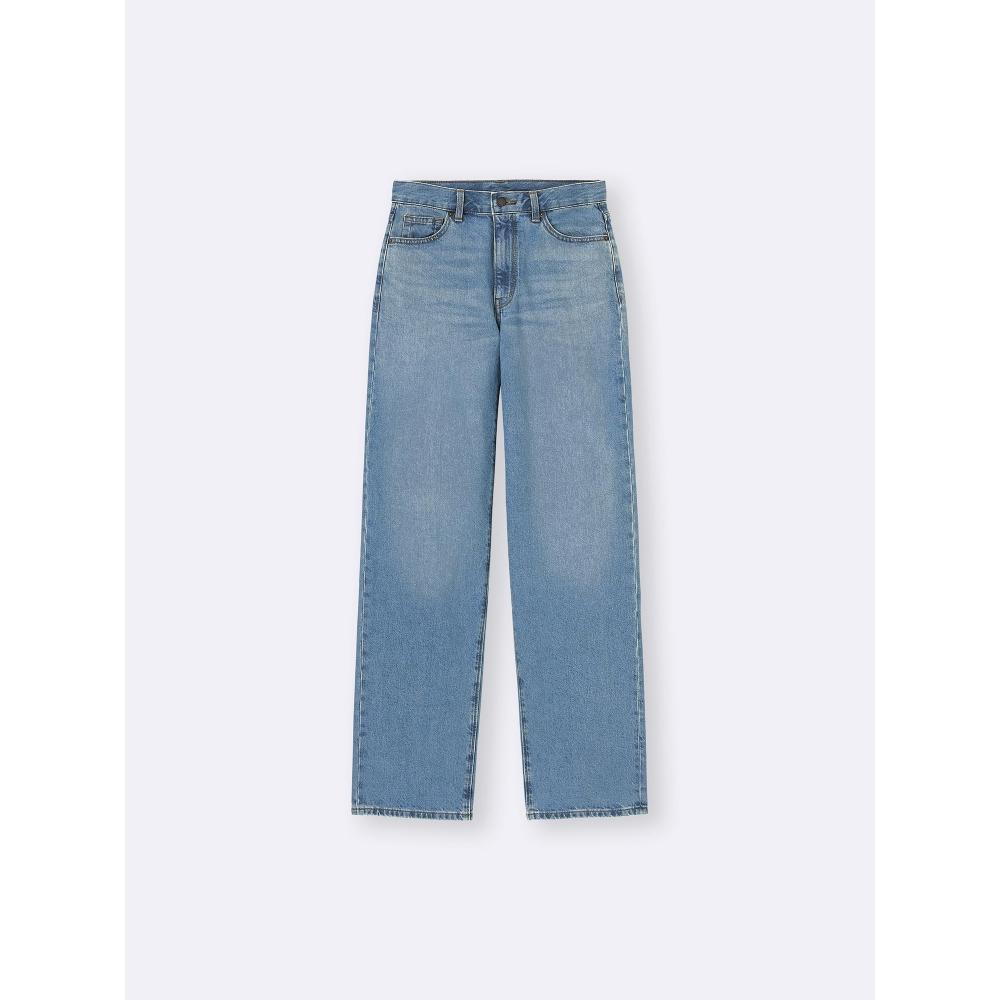 GU by Uniqlo Прямые джинсы с высокой талией+ec длиной 81,0 см 