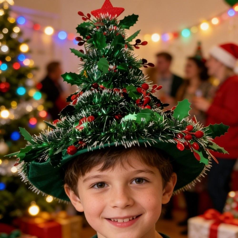 Non-woven Rain Silk Christmas Hat Cloth Xmas Headwear Soft Christmas Decor New Year Decoration