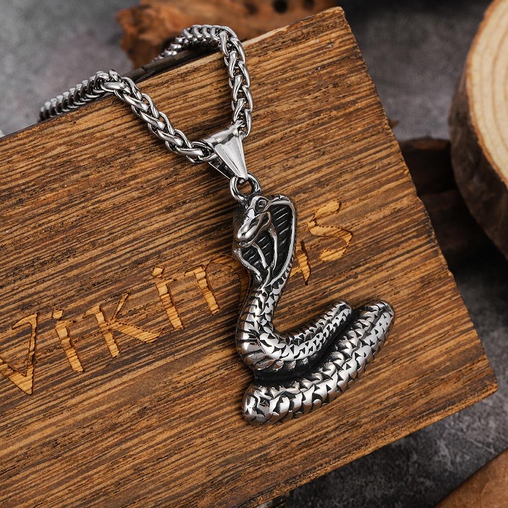 New European and American Cobra Pendant Hip Hop Versatile Titanium Steel Necklace