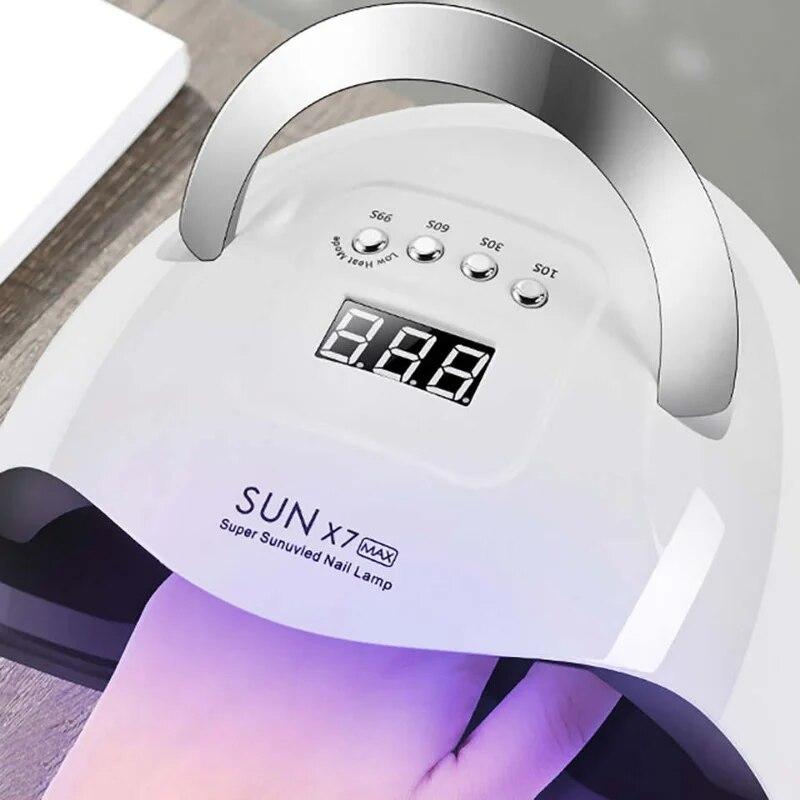180 Вт Sun X7 Max Сушилка для ногтей Портативная ЖК-дисплей 57 шт. УФ-светодиодная лампа для ногтей с бусинами и 4 таймерами 10 s 30 s 60 s 99 s