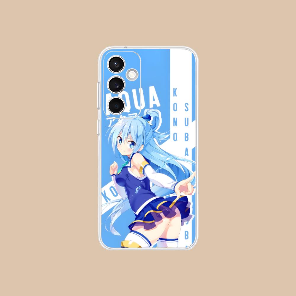 Чехол для мобильного телефона Konosuba Aqua для Samsung Galaxy S25 S24 S23 S22 S21Plus FE Ultra Прозрачный Цветной Защитный Смартфон Красивый
