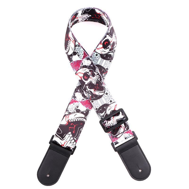 Регулируемый кожаный и тканевый гитарный ремень в этническом стиле с различными узорами для акустических и бас-гитар