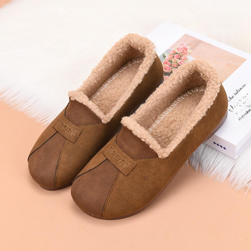 Модные слипоны в форме боба, повседневные, с флисом и утолщенным хлопком