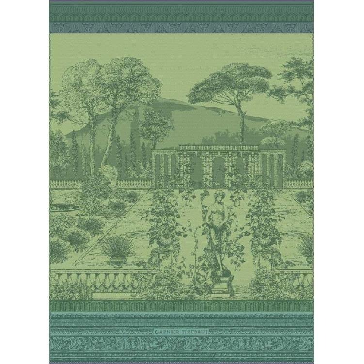 Garnier Thiebaut Jardin Spirituel Vert (Green Spiritual Garden) French Kitchen Towel 22"x30", Cotton, Jacquard