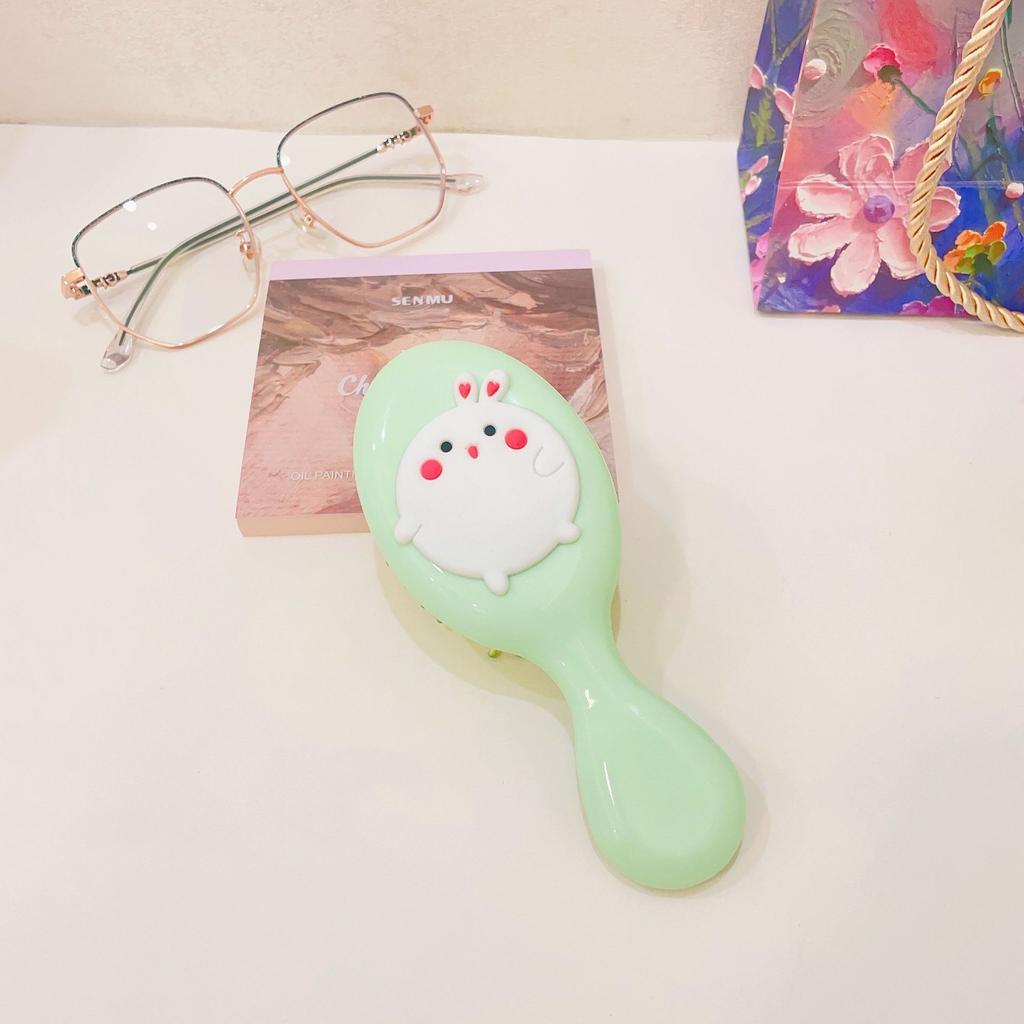 Милая мультяшная расческа с бантом на ручке для массажа кожи головы, переносная пластиковая воздушная подушка, маленькая расческа, щетка для волос с бантом, милая милая расческа