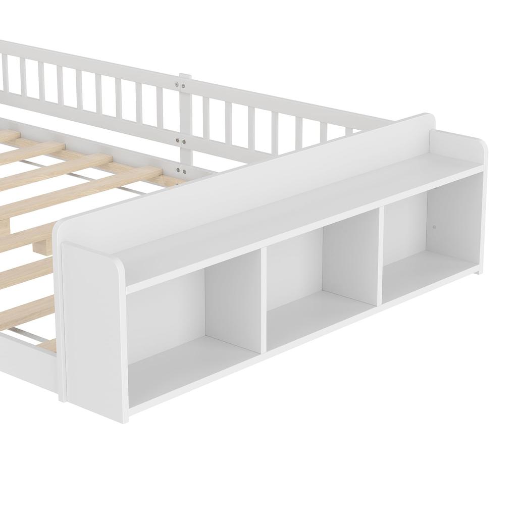 Детская кровать напольная 140x200 защита от падения реечное дно открывающийся бортик Монтессо место для хранения полки деревянный каркас подростковая кровать до 200 кг