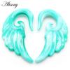 Alisouy 2pcs Unique Spiral Acrylic Heart Wing Feathers Women Ear Plugs Tunnels Taper Stretcher Expander Piercing Body Jewelry