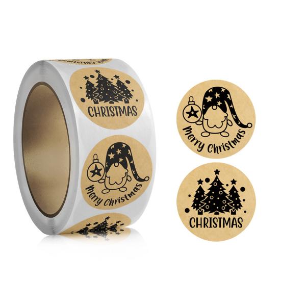 1 рулон рождественской клейкой клейкой темы, этикетка для печати, самостоятельная прочная, насыщенная, цветная подарочная коробка «сделай сам»