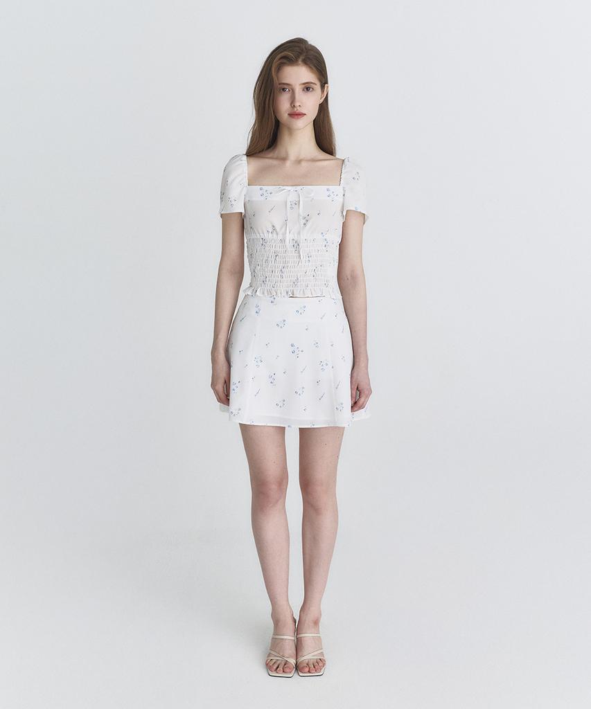 NOT YOUR ROSE Floral Puff Blouse (White)