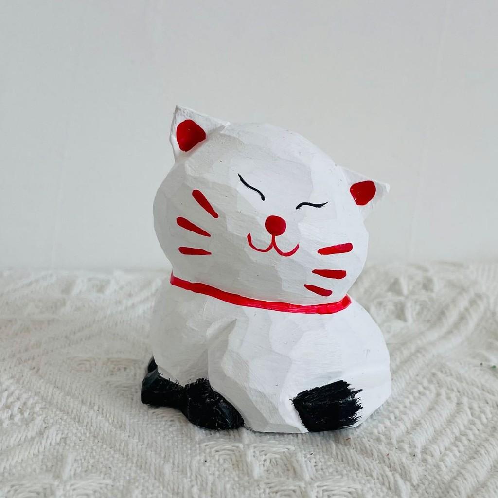 Деревянная фигурка кошки Декор Ручная работа Подарок для любителей кошек Домашний Офисный Дисплей