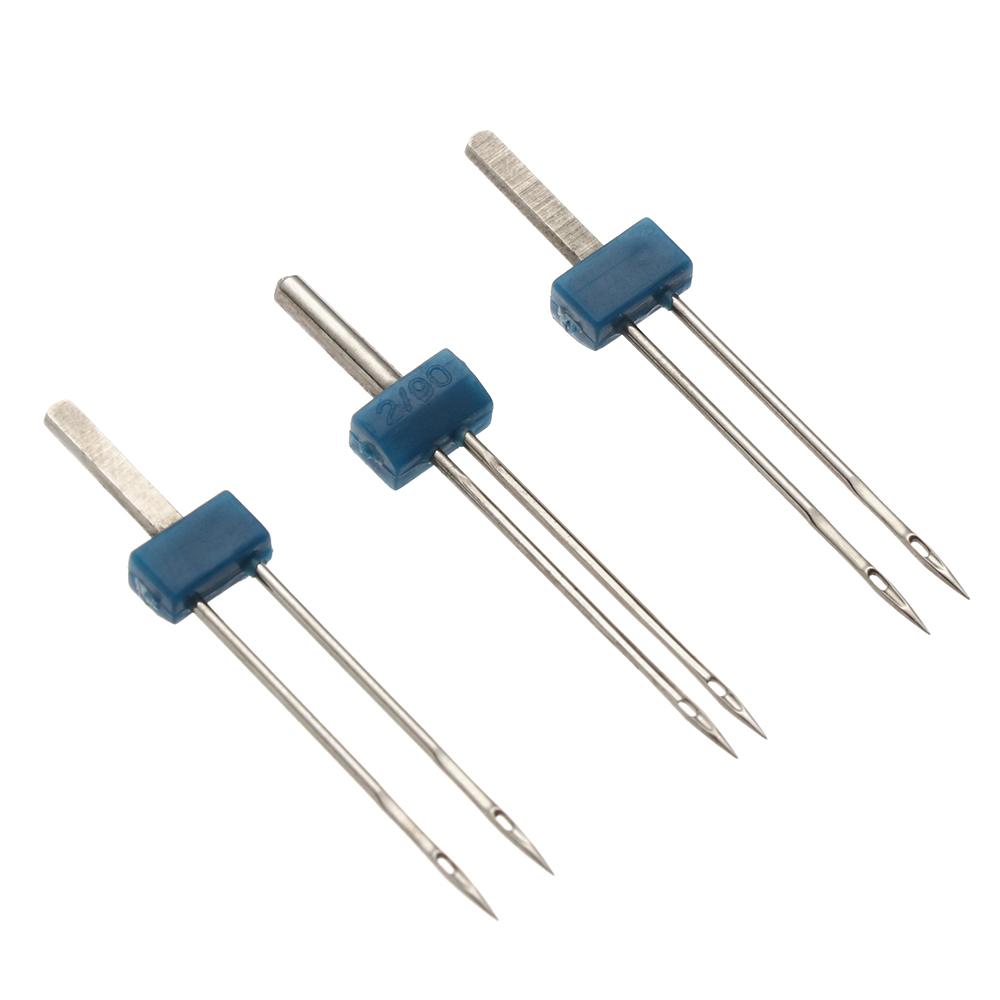 Фурнитура для прижимной лапки с двойным стежком 4/90, 9 канавок, 3 размера, двойные иглы