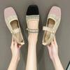 Fashion Korean Style Knitted Mary Jane Shoes for Women Comfort Breathable Women Shoes Square Toe Flat Sole Casual Shoes Zapatos De Mujer