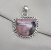 Rhodonite Pendant 925 Sterling Silver Pink and Black Healing Stone Necklace Crystal Jewelry
