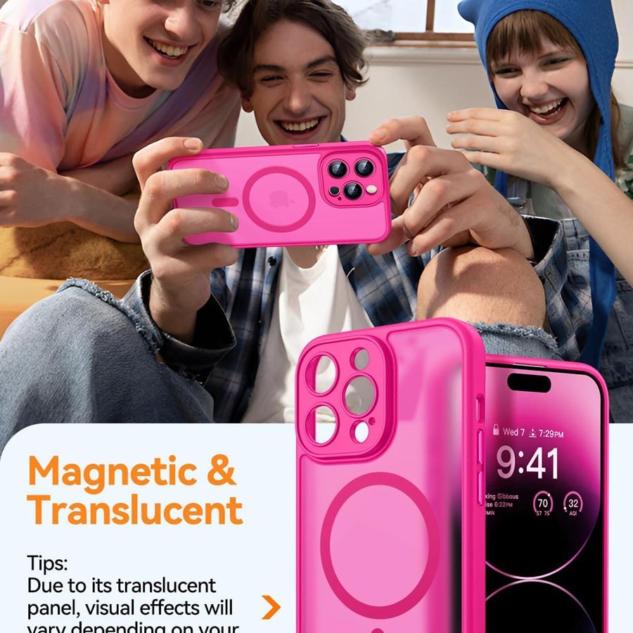 Полупрозрачный матовый улучшенный магнитный чехол для iPhone 16 15 14 13 12 11 Pro Max, совместимый с противоударным защитным чехлом для телефона Magsafe