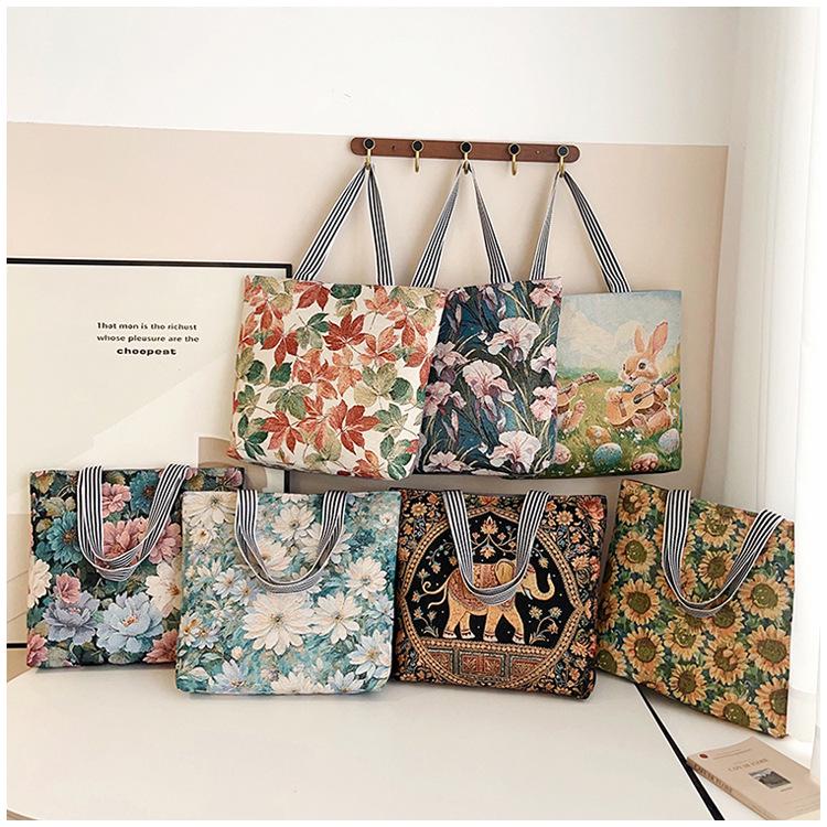 Этническая холщовая сумка через плечо с павлином - Женская модная сумка-тоут большой вместимости