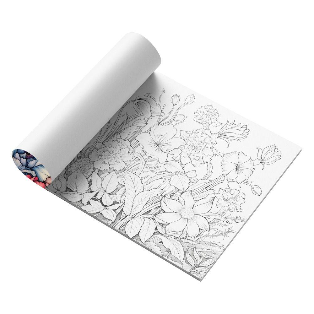 Раскраска с цветами для снятия стресса МИЛАЯ И ПРОСТАЯ Книга для граффити Цветной карандаш