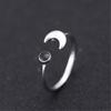 Beautiful Exquisite Female Personality Fashion 925 Sterling Silver Jewelry Moon Black Epoxy Retro Opening Rings R207