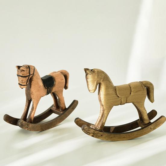 Деревянная фигурка лошадки-качалки, ретро миниатюрная лошадка, деревенское настольное украшение, статуэтка лошадки-качалки для дома, центральный элемент для стола, полка, шкаф