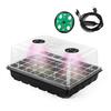 Plants Nursery Box Seeds Starter Tray with Humidity Dome Transparent Seeds Germination Tray with Adjustable Vents Light for Seedlings Growth