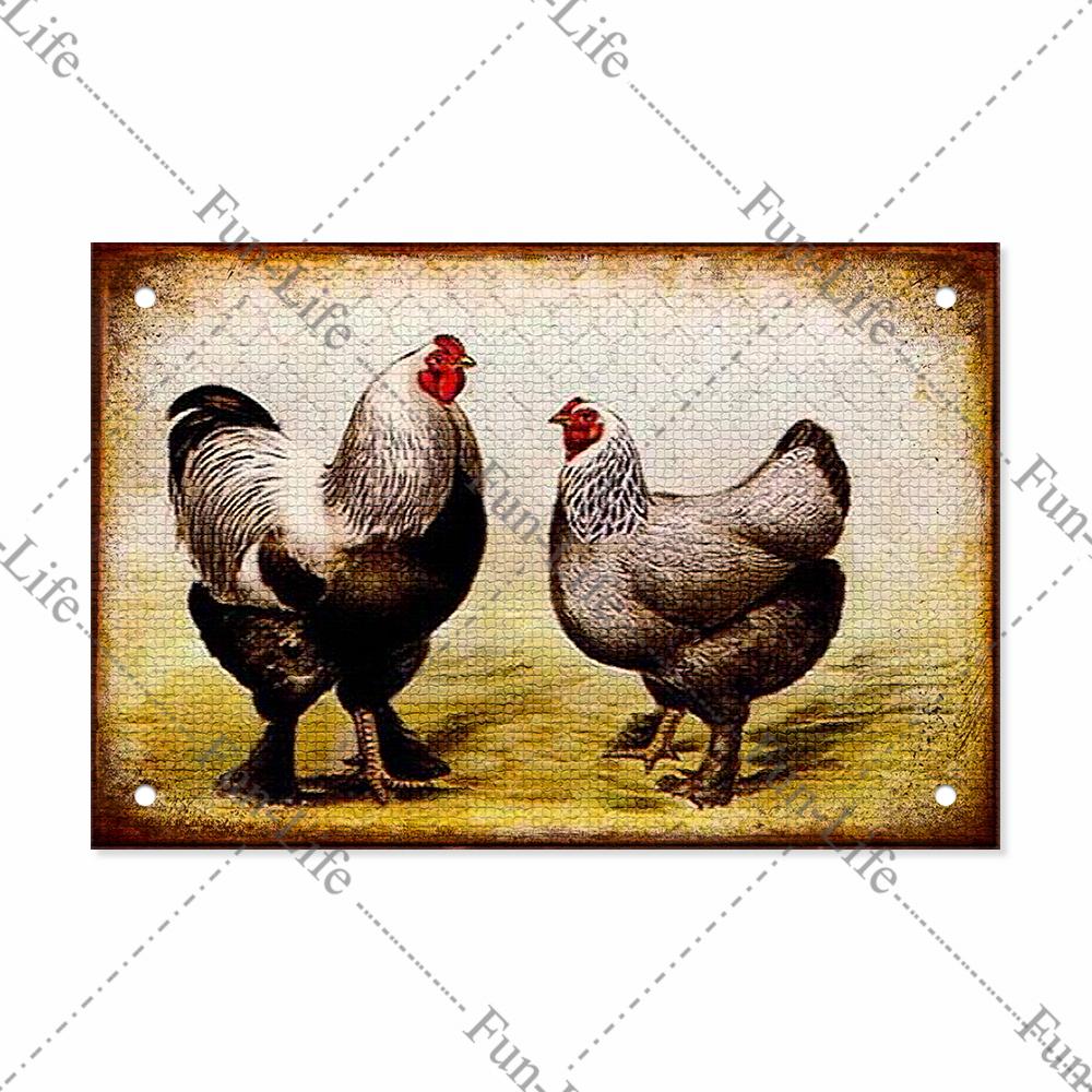 Плакат с курицей, винтажные металлические оловянные знаки, тарелка, петух, куриное яйцо, ретро-налет, бар, паб, ферма, домашний Настенный декор