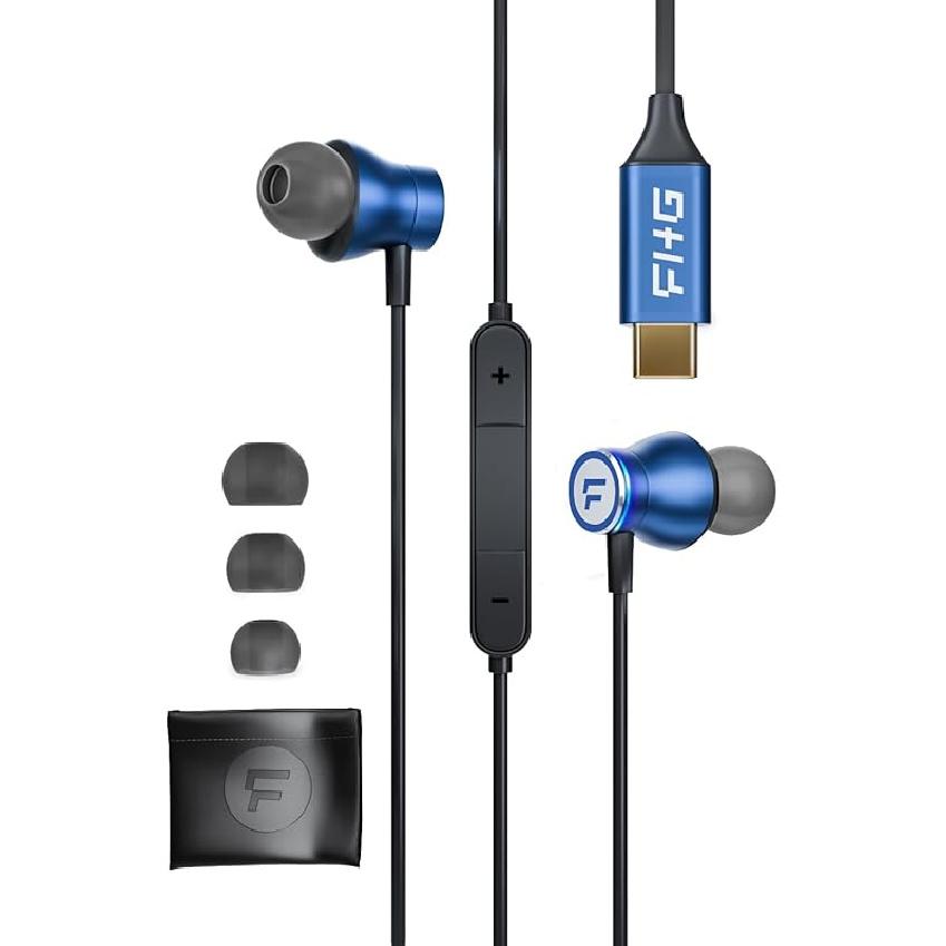 FHG USB C Headphones for Samsung Galaxy S24 S23 S22 S21, Hi-Res Audio USB C Earbuds Microphone Volume Control for iPhone 15 iPhone 16 Pro Max, Noise