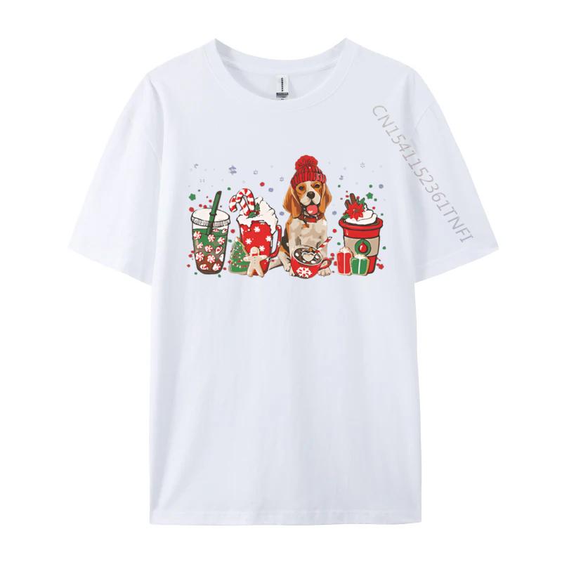Beagle Dog Lover Merry Christmas Tshirt Graphic Print Tops Unisex Hip Hop Tee Clothes T Shirt Street Cotton Tshirt