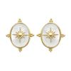 [R3598] - Gold Plated 'Cleopatra' Golden Mother-of-pearl Earrings - 19x15 Mm (North Star)