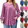 Womens Plus Size Tops Long Sleeve Shirts Round Neck Flowy Tunic Casual Loose Blouse L-5X