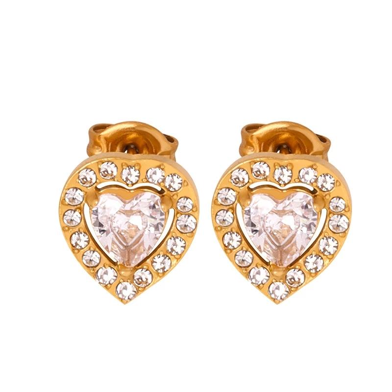 LT-P1521 New Retro Style Light Luxury French Pendant Necklace Titanium Steel 18K Gold/Silver Plated Zircon Heart Shape Jewelry