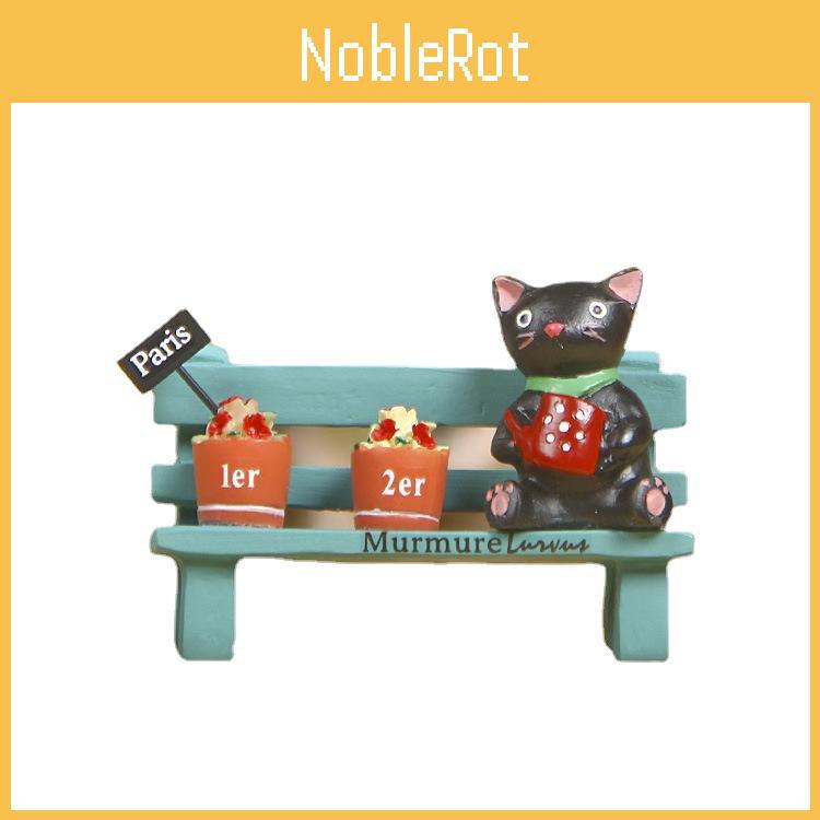 Cute Black Cat Sitting On Bench Watering Flowers Desktop Figurine With Planting Scene For Office Decor And Gift