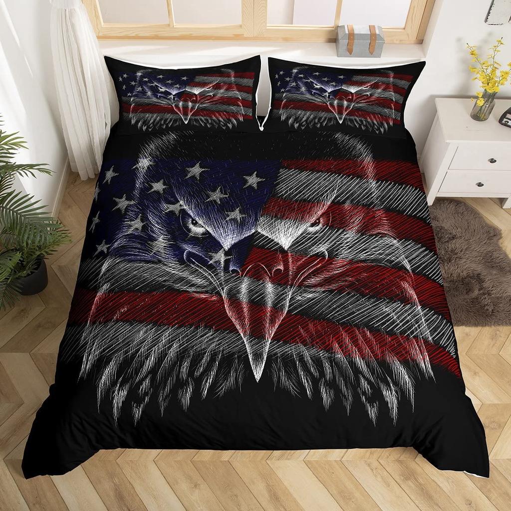 Eagle Duvet Cover Set Wild Animal Pattern Polyester Comforter Cover King Queen Full Twin Size For Kids Teens Adults Bedding Set