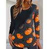 Halloween Women Sweatshirt Designer Round Neck Long Sleeve Loose Casual Autumn Gradient Spider Web Fun Pattern Print Tops
