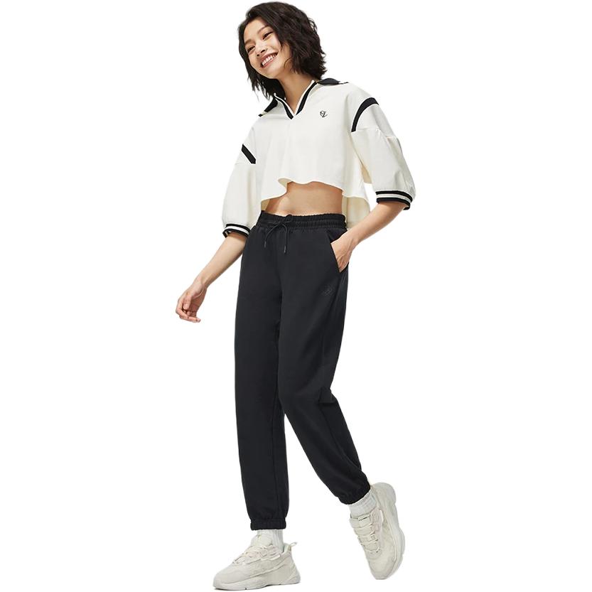 Li Ning SS23 Китайская культура Серия однотонный логотип вышитый шнурок манжеты спортивные брюки женские плавки черный AKLT258-6