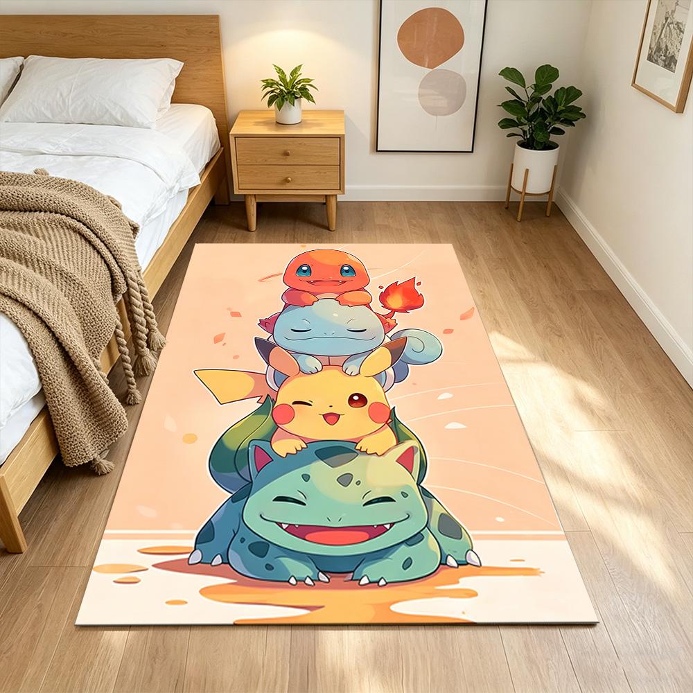 Pokémon Adventure In City Anti-slip Rug Compact Foldable Construction Stain-resistant Surface Doormat Fashionable Home Decor Christmas Gift