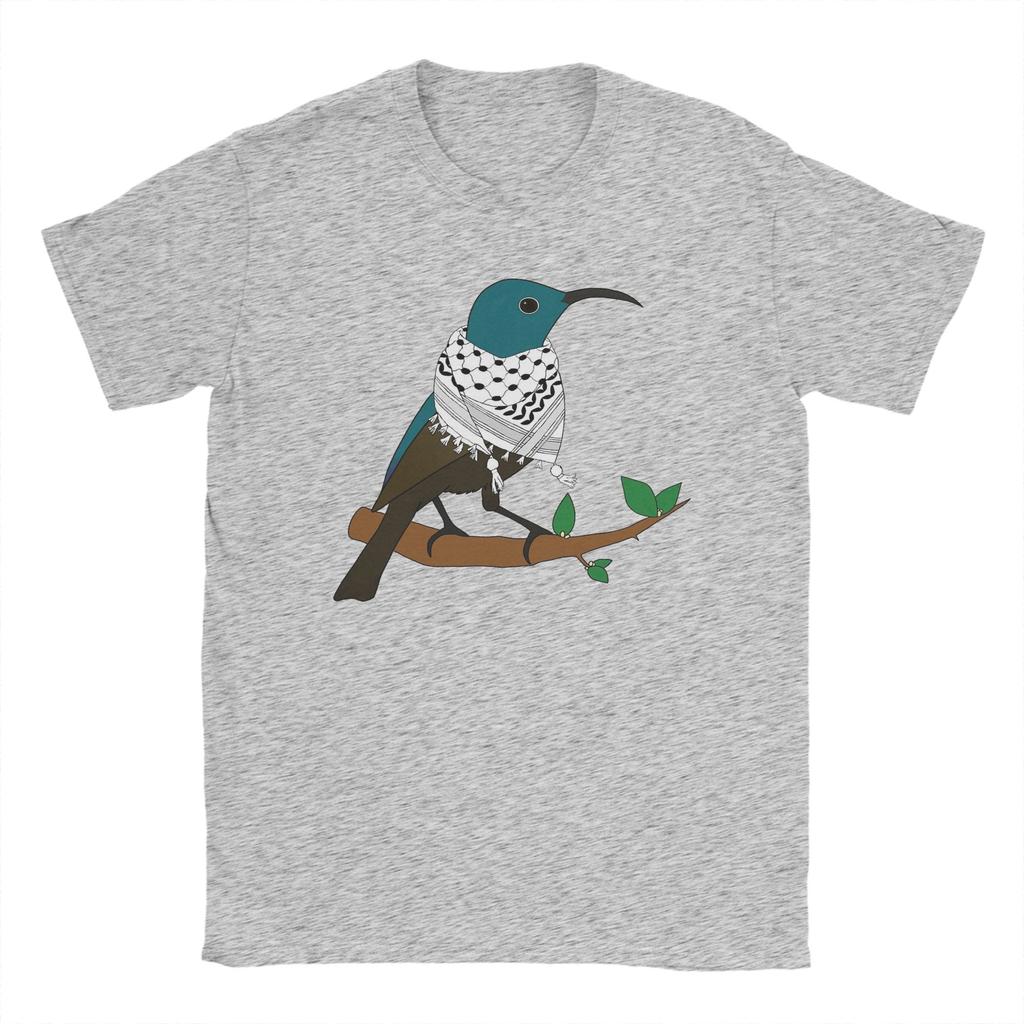 Oversized T Shirt Summer Palestine Sunbird Wearing Keffiyeh Scarf Hip Hop T-Shirts Cotton Tshirt Male Y2K Basic Design Top Tees