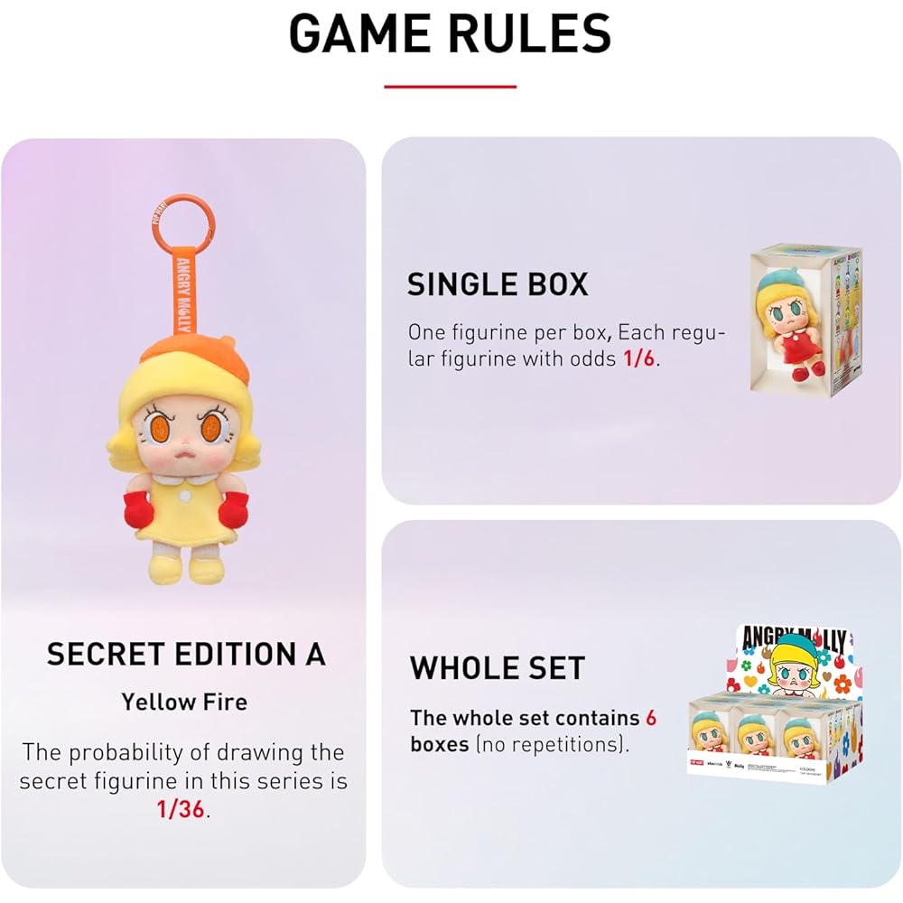 Pop Mart Подвеска-плюш Злая Молли Ассорти в коробке 6 штук Мягкая виниловая игрушка Коллекционная фигурка