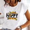 (Asian Size) Short Sleeve Tee Top Fashion Bee Flower Letter Trend 90s Tshirt Women Clothing Casual Print Lady Female Graphic T-shirt