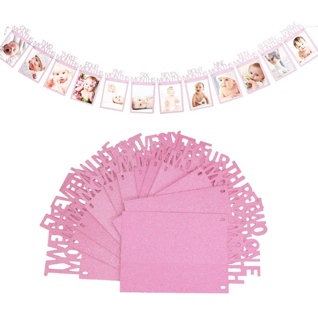 16.4ft Baby Photo Banner for Newborn 12 Month Growth Picture Display Hanging Sign Garland Growth Photo Booth Props for Baby Birthday Party Decoration