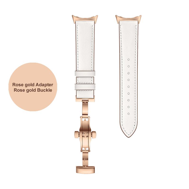 Кожаный ремешок с бабочкой для Google Pixel Watch Band Pixel Watch Ремешки для часов Браслет С адаптером (Серебристый/Черный/Розовое золото)