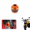 1Pc Orange & Carbon Fiber Look Motorcycle Front Fork Frame Sliders 5.1x5x1.5cm