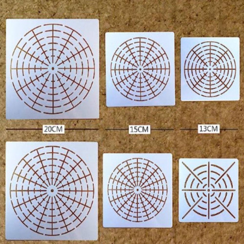 6Pcs Plastic Mandala 8/12/16 Segment Stencils Creative Template Set Art Projects