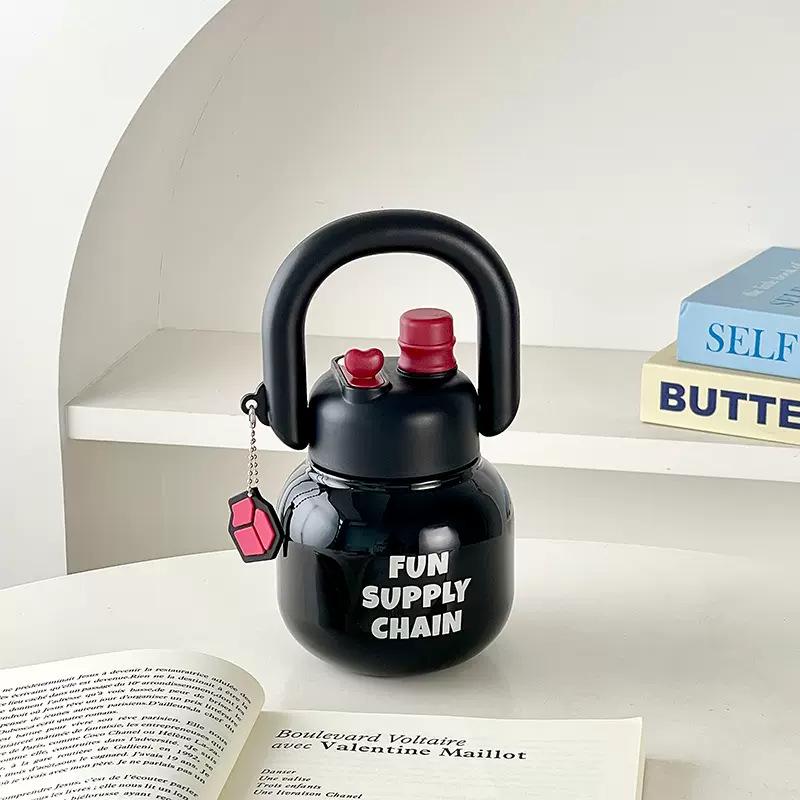 «Большой вместительный портативный термос из нержавеющей стали с трубочкой для чая — стильный и простой дизайн для студентов и девушек»