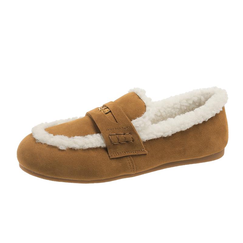 Дизайнерские винтажные женские теплые меховые туфли на плоской подошве, модные неглубокие пряжки на ремне, весна-осень, женские удобные туфли-лоферы