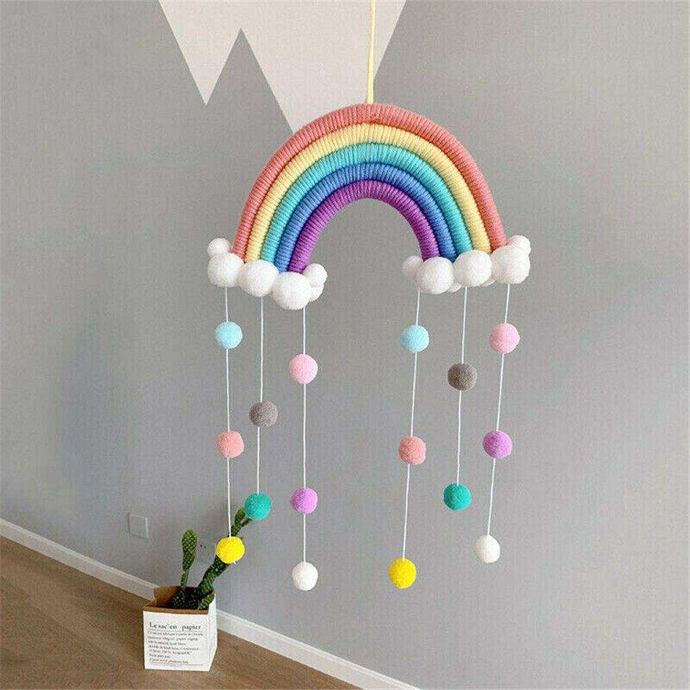 Macrame Rainbow Clouds Tapestry Handmade Room Decoration Delicate Photo Prop  Home