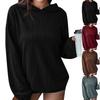 Women's Fashion Casual Long Sleeve Hooded Solid Color Comfortable Loose Top