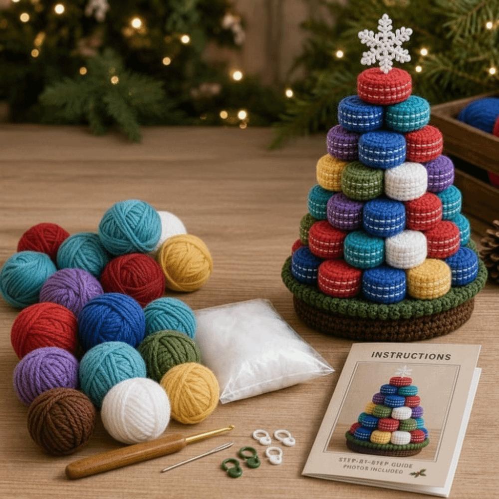 Multi-layered Crochet Christmas Tree Kit Sports Ball Christmas Tree Material Kit Home Decoration