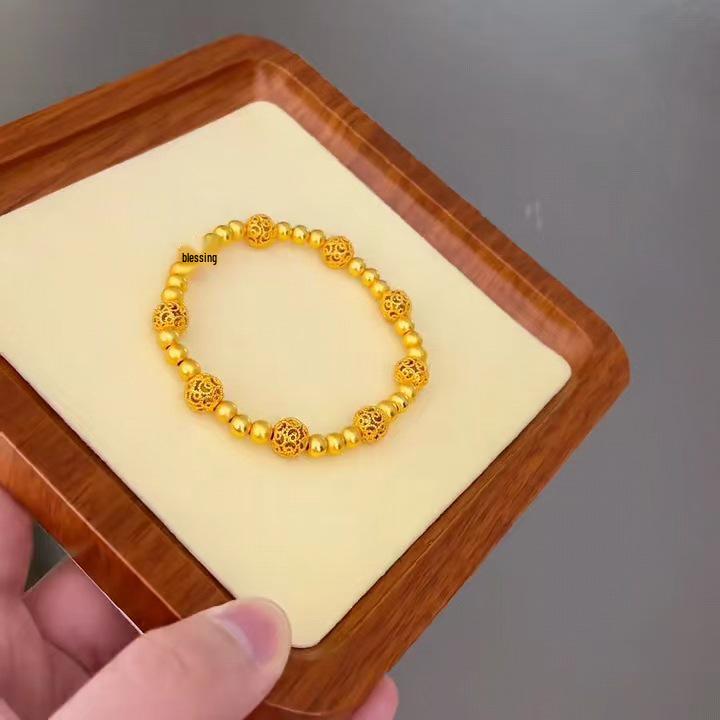 Ретро китайский филигранный браслет с гортензиями: Элегантный песочно-золотой цветочный шар Женские украшения