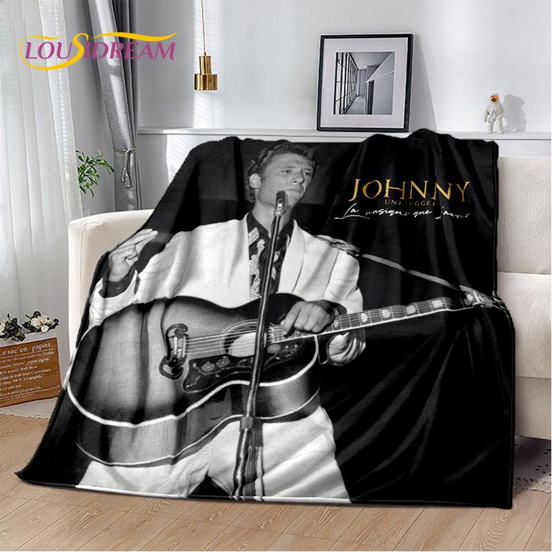 3D Printing Johnny Hallyday Rock Star Soft Flannel Blankets,Throw Blanket Comfortable Blanket for Picnic Beds Home Bedroom Cover