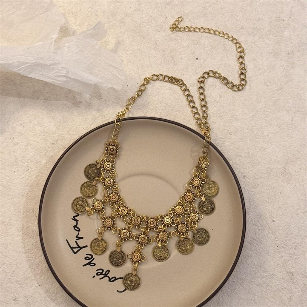 Богемное Стиль Монета Ожерелье Универсальное Этнические Шармы Ожерелье Заявление Ожерелье Для Женщин